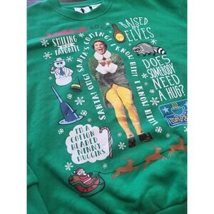 Buddy the Elf Movie Medium Themed Green Talking Christmas Sweatshirt Mens l NWOT